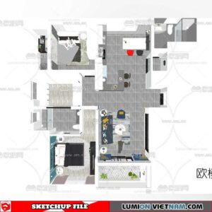 Apartment Room - Sketchup Model