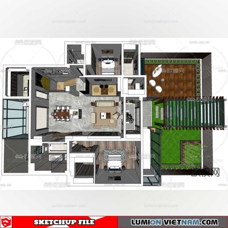 Apartment Room - Sketchup Model