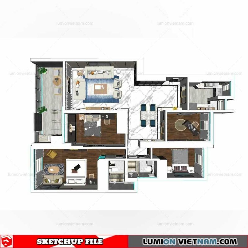 Apartment Room - Sketchup Model