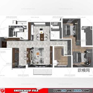 Apartment Room - Sketchup Model
