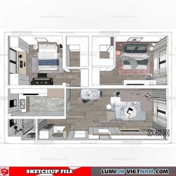 Apartment Room - Sketchup Model