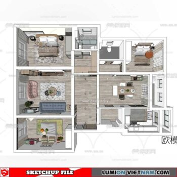 Apartment Room - Sketchup Model