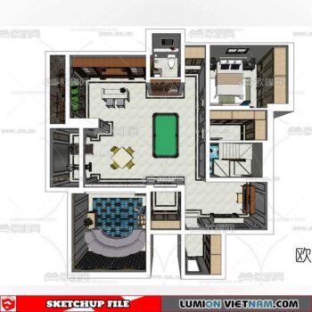 Apartment Room - Sketchup Model