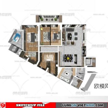 Apartment Room - Sketchup Model