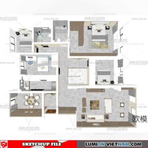 Apartment Room - Sketchup Model