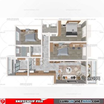Apartment Room - Sketchup Model
