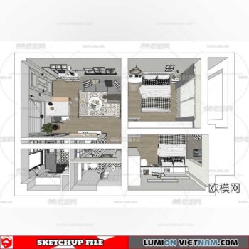 Apartment Room - Sketchup Model