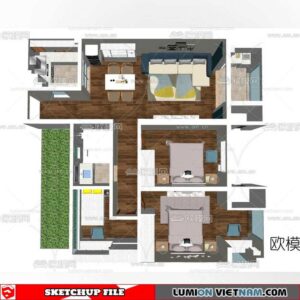Apartment Room - Sketchup Model