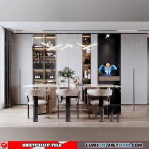 Dining room - Sketchup Interior Scene By To Dung