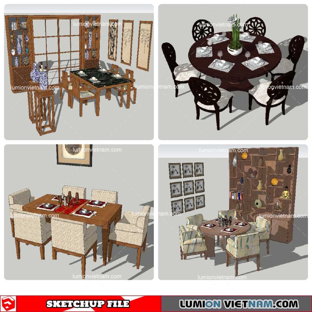 010921-Combo-Dining-Table-Classic-(1)-Sketchup-Models