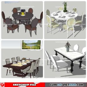 Dining Table Classic Style - Sketchup Models By NhaTay