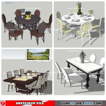 Dining Table Classic Style - Sketchup Models By NhaTay