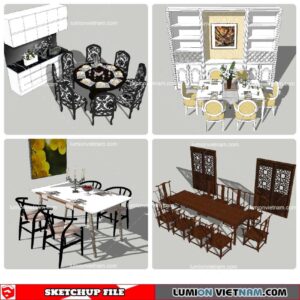 Dining Table Classic Style - Sketchup Models By NhaTay