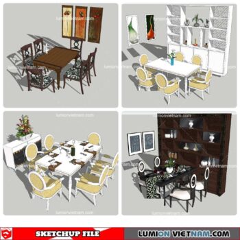 Dining Table Classic Style - Sketchup Models By NhaTay