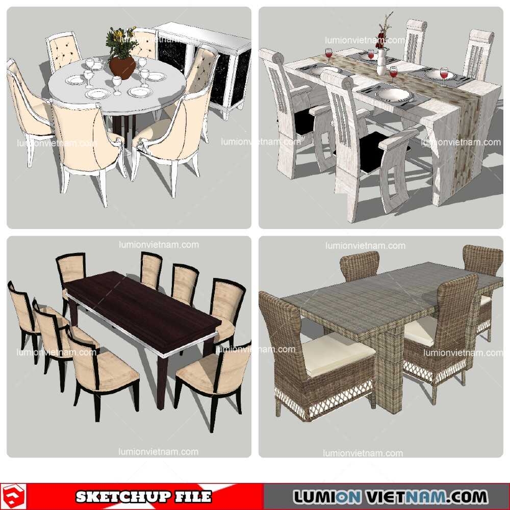 010921-Combo-Dining-Table-Classic-(6)-Sketchup-Models