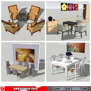 Dining Table Classic Style - Sketchup Models By NhaTay