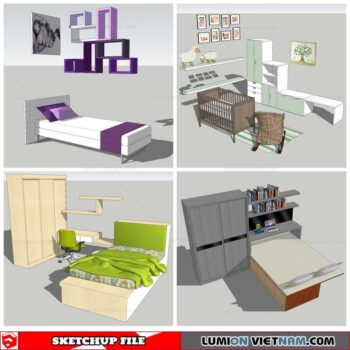 Combo Kids Bed - Sketchup Models By Nha Tay