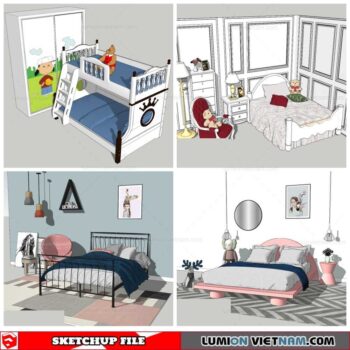 Combo Kids Bed - Sketchup Models By Nha Tay