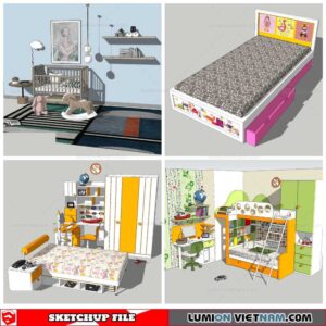Combo Kids Bed - Sketchup Models By Nha Tay