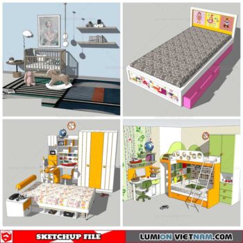 Combo Kids Bed - Sketchup Models By Nha Tay