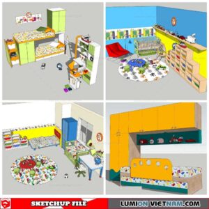 Combo Kids Bed - Sketchup Models By Nha Tay