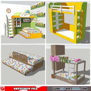 Combo Kids Bed - Sketchup Models By Nha Tay