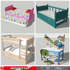 Combo Kids Bed - Sketchup Models By Nha Tay