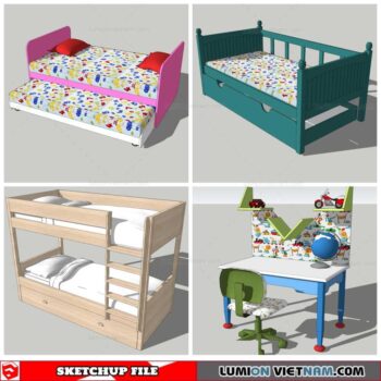 Combo Kids Bed - Sketchup Models By Nha Tay