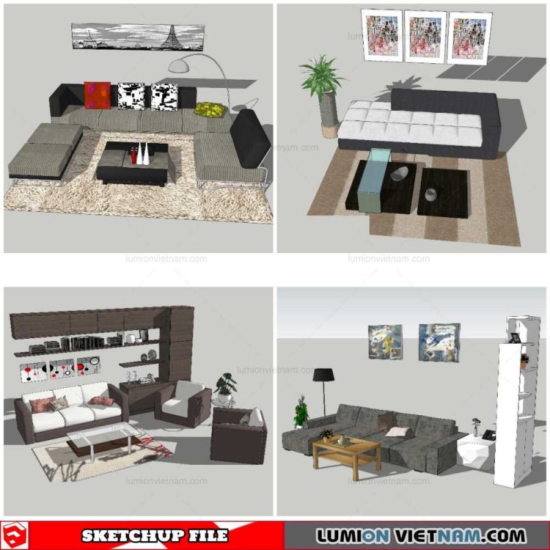 Combo Sofa Normal Style - Sketchup Models By Nha Tay