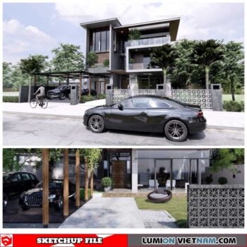 Villa - Sketchup Exterior Scene By Cuong Covua