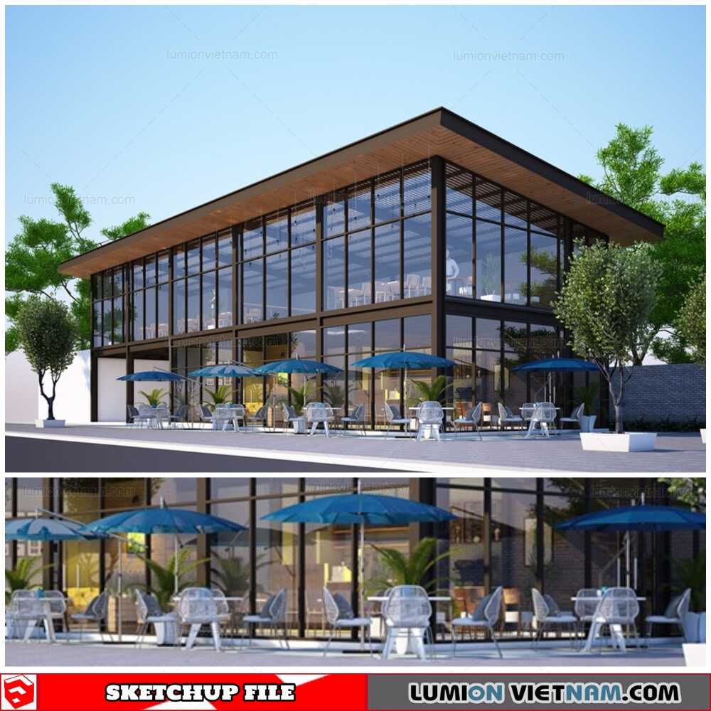 2097-Exterior-Cafe-Scene-Sketchup-Model-By-Tuan-Ngoc-Free-Download