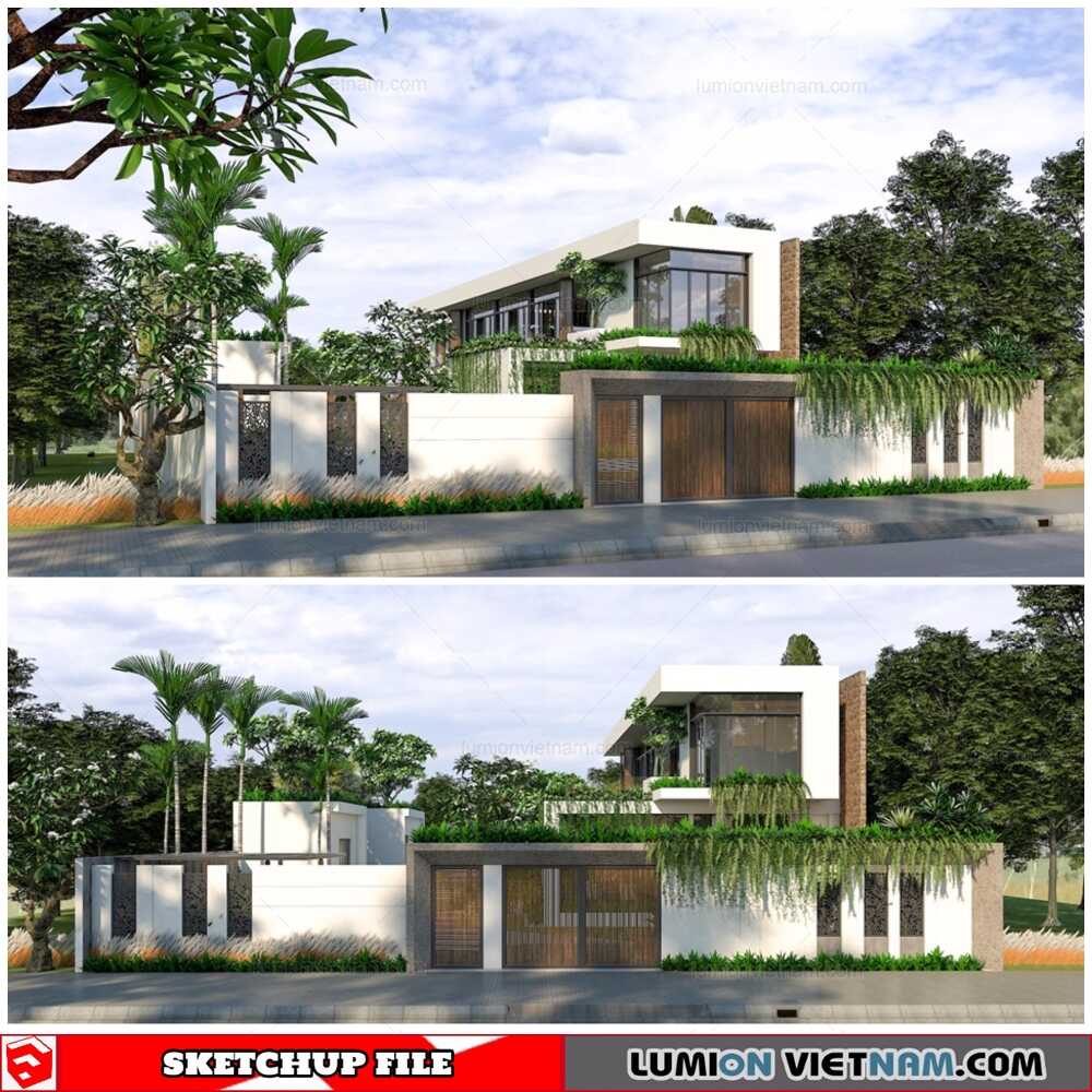 2174-Exterior-House-Scene-Sketchup-Model-By-Luu-Hong-Trung-Hau-Free-Download