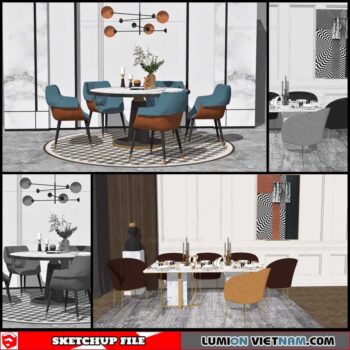Dining Table Moden Style - Sketchup Models