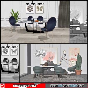 Dining Table Modern Style - Sketchup Models
