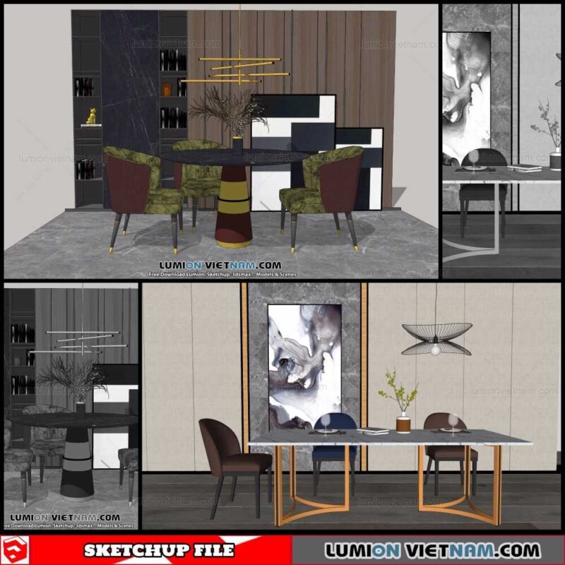 Dining Table Modern Style - Sketchup Models
