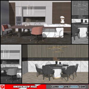 Dining Table Modern Style - Sketchup Models