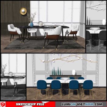 Dining Table Modern Style - Sketchup Models