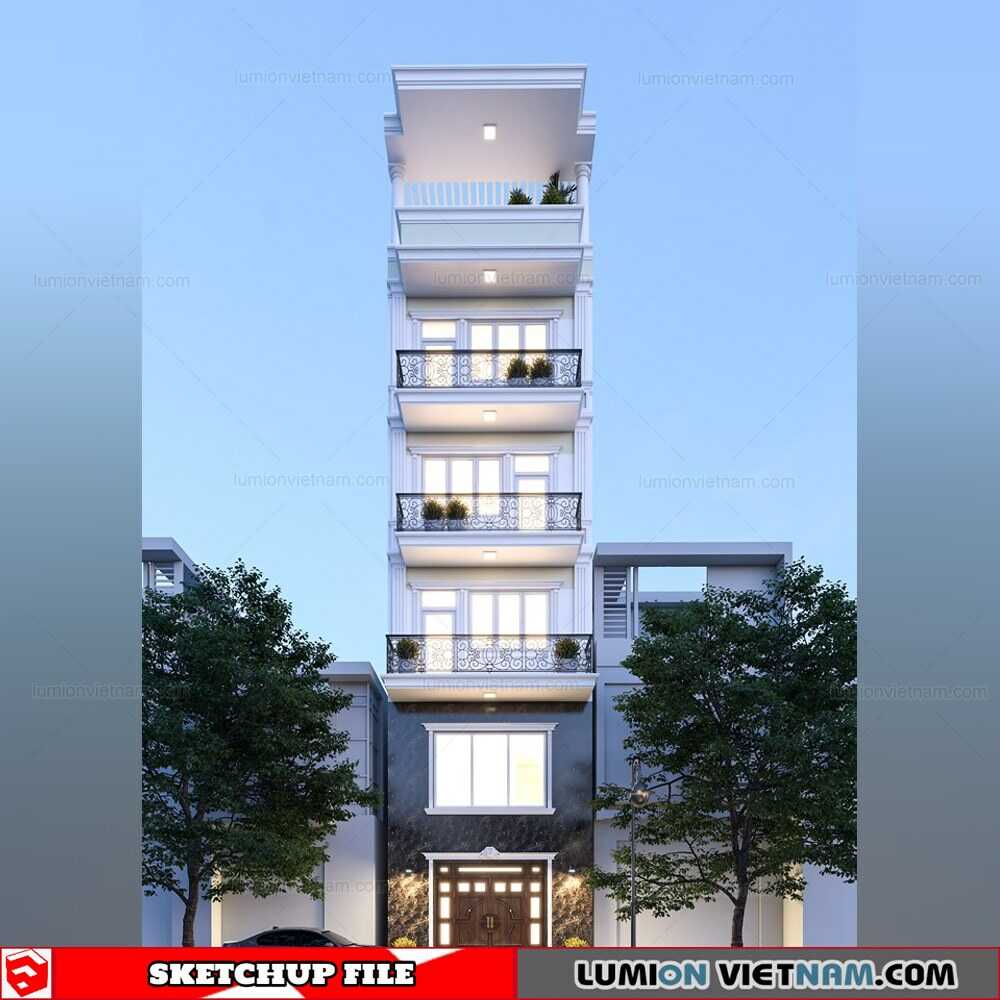 2293-Exterior-House-Scene-Sketchup-Model-By-Huu-Manh-Free-Download