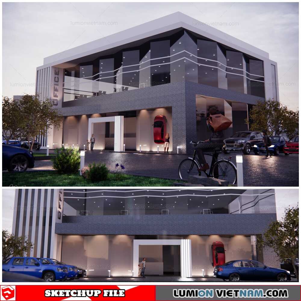 2745-Exterior-Car-Showroom-Scene-Sketchup-Model-By-Tranminhluan-Free-Download
