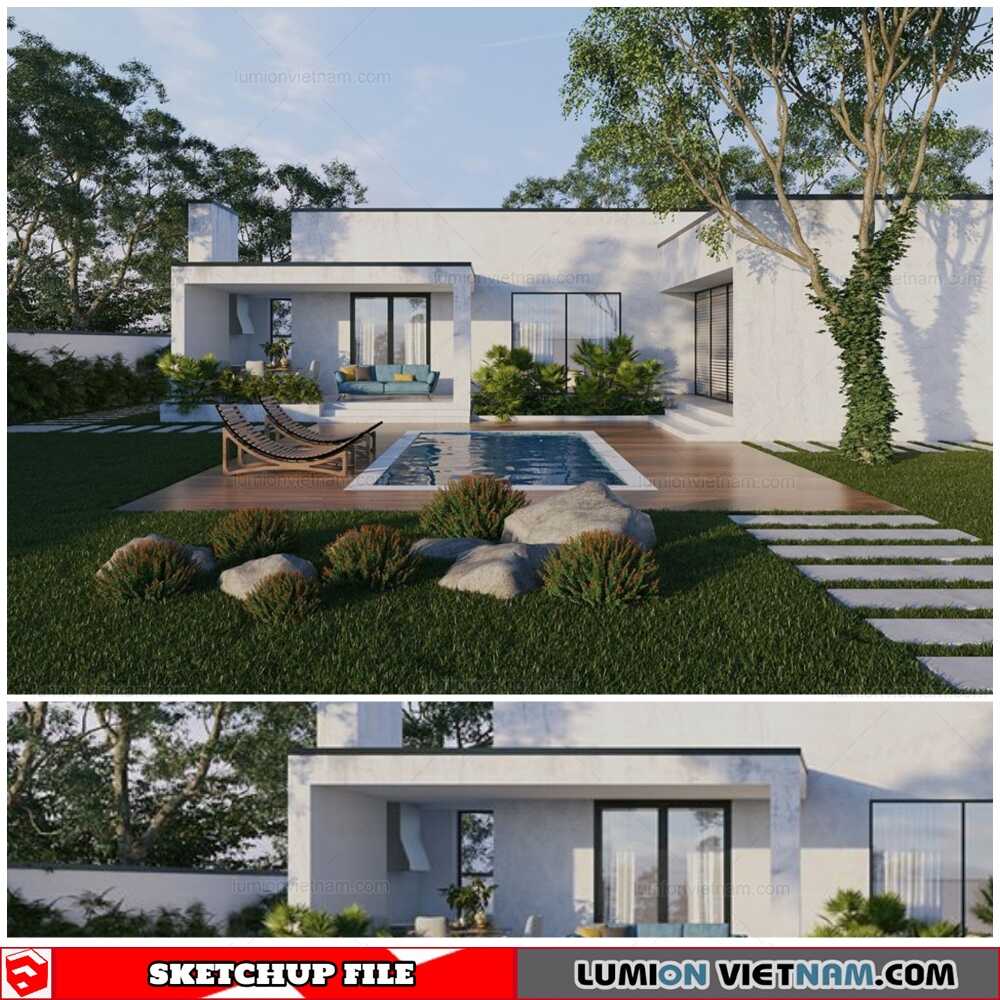 2778-Exterior-Villa-Scene-Sketchup-Model-By-Nguyenbanam-Free-Download