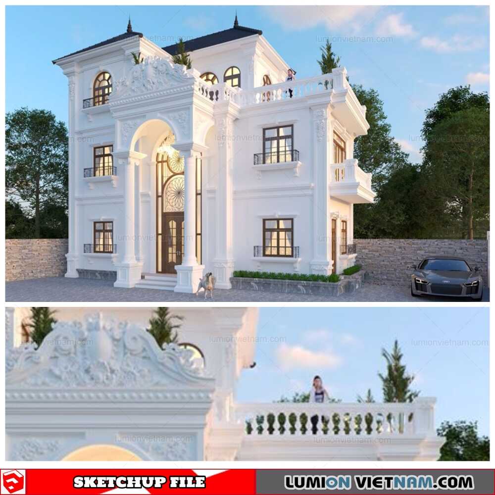 2812-Exterior-Villa-Scene-Sketchup-Model-By-Tien-Dung-Free-Download