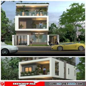 House - Sketchup Exterior Scene By Tran Ngoc Hung