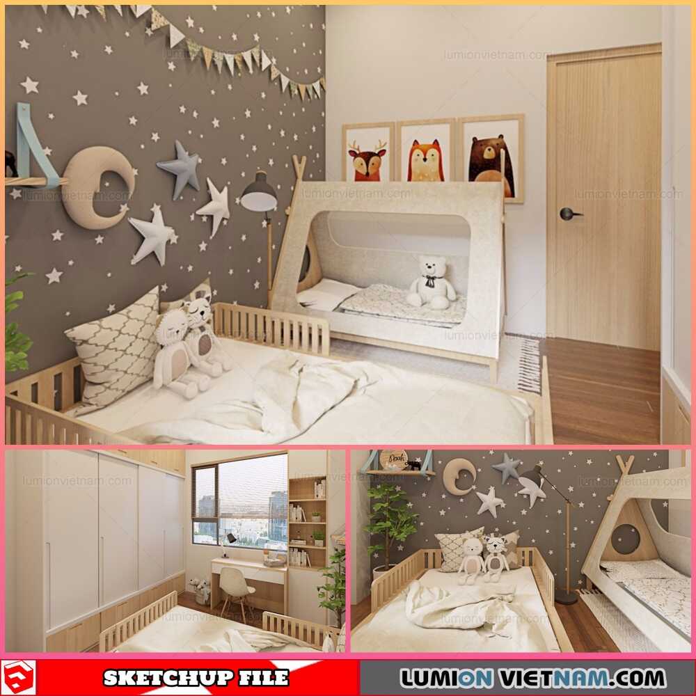 3104-Child-Bed-Sketchup-Model-By-Quocanh-Free-Download