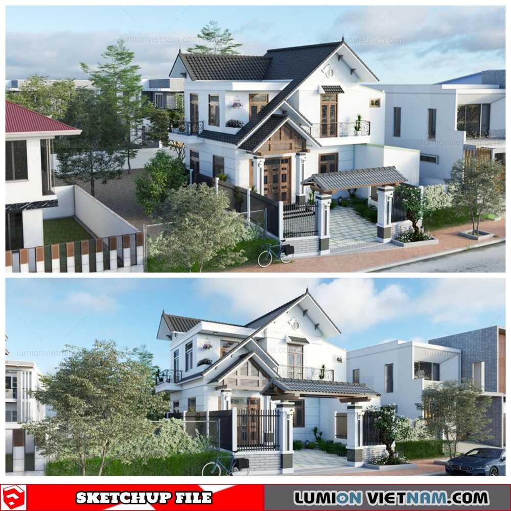 3253-Exterior-House-Scene-Sketchup-Model-By-Thienlam-Free-Download