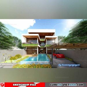 House - Sketchup Exterior Scene By Bummy Nguyen
