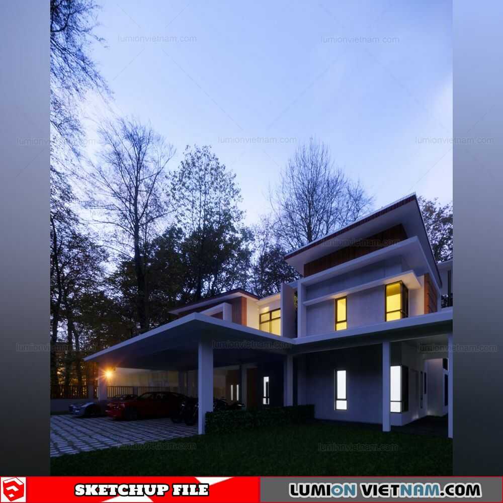 3621-Exterior-House-Scene-Sketchup-Model-By-Hoang-Dc
