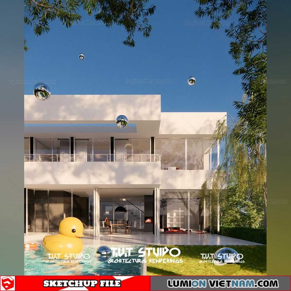 3627-Exterior-Villa-House-Scene-Sketchup-Model-By-Doanthanhsang