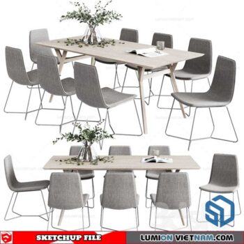 Table and Chair - Sketchup Models By SU DAILY