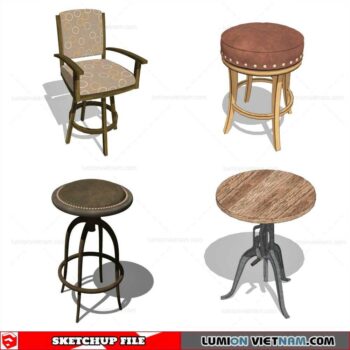 Classic Bar Stools - Sketchup Models
