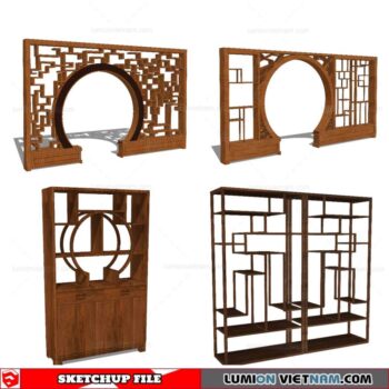 Display Cabinets Chinese Style - Sketchup Models